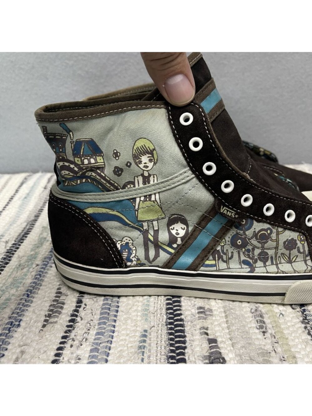 Vans Wellesley Starry Keren Skater High Tops Brown Suede Canvas Womens 8.5 - Picture 9 of 9